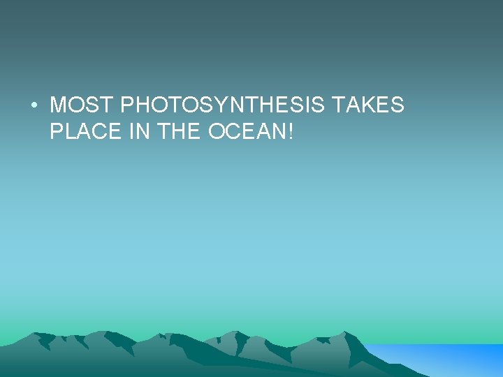  • MOST PHOTOSYNTHESIS TAKES PLACE IN THE OCEAN! 