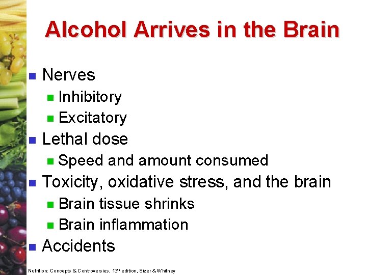 Alcohol Arrives in the Brain n Nerves Inhibitory n Excitatory n n Lethal dose