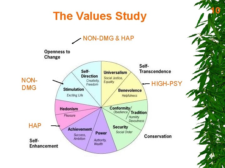10 The Values Study NON-DMG & HAP NONDMG HAP HIGH-PSY 