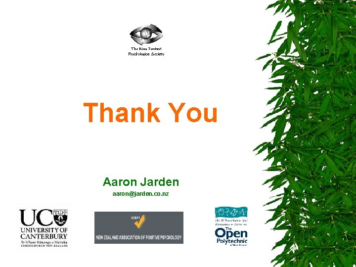 Thank You Aaron Jarden aaron@jarden. co. nz 