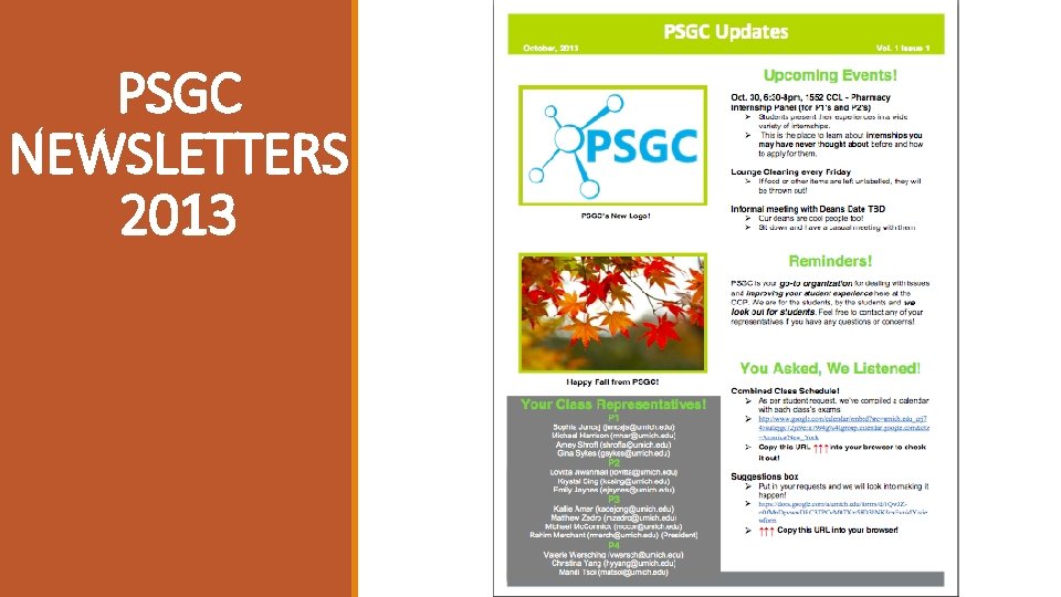 PSGC NEWSLETTERS 2013 