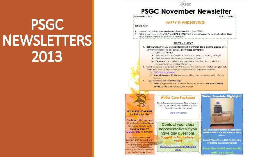 PSGC NEWSLETTERS 2013 