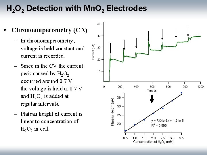 H 2 O 2 Detection with Mn. O 2 Electrodes • Chronoamperometry (CA) –