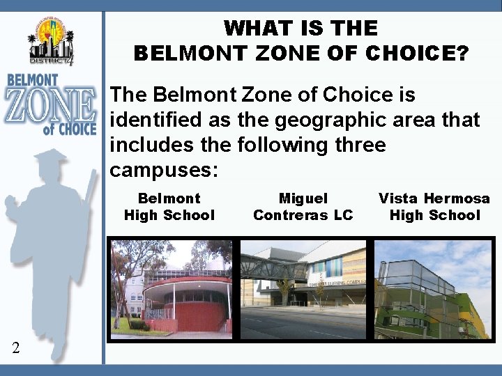 WHAT IS THE BELMONT ZONE OF CHOICE? The Belmont Zone of Choice is identified