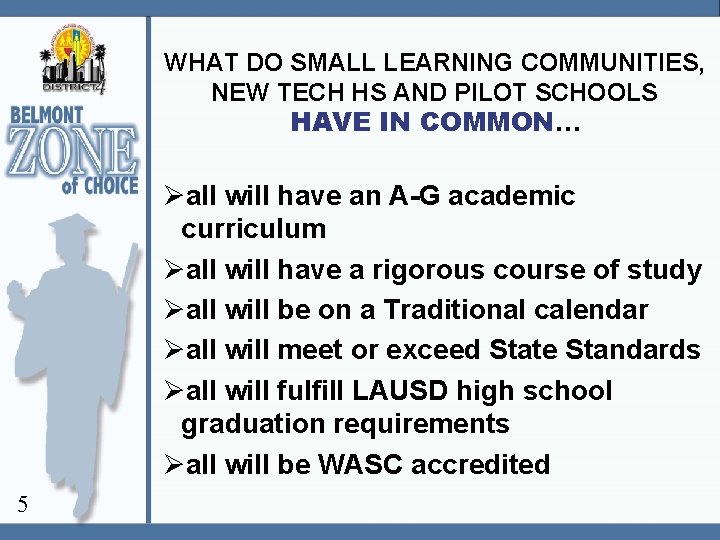 WHAT DO SMALL LEARNING COMMUNITIES, NEW TECH HS AND PILOT SCHOOLS HAVE IN COMMON…