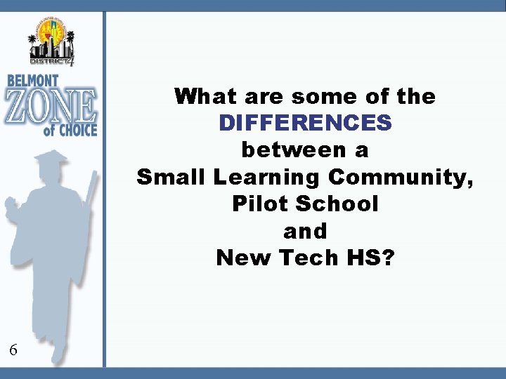 What are some of the DIFFERENCES between a Small Learning Community, Pilot School and