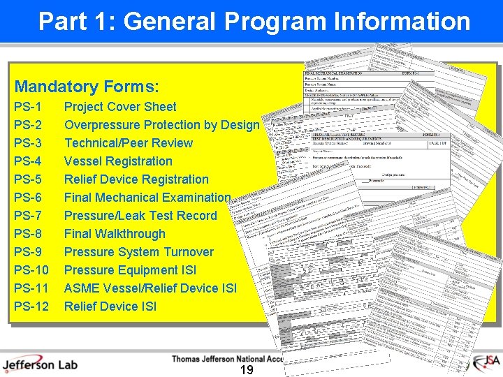  Part 1: General Program Information Mandatory Forms: PS-1 PS-2 PS-3 PS-4 PS-5 PS-6