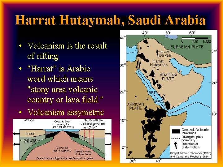 Harrat Hutaymah, Saudi Arabia • Volcanism is the result of rifting • "Harrat" is