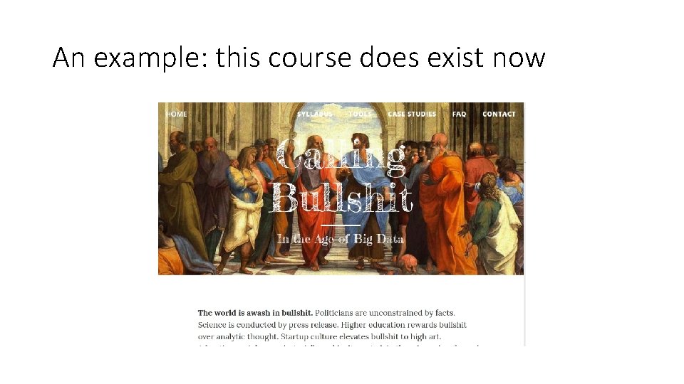 An example: this course does exist now 