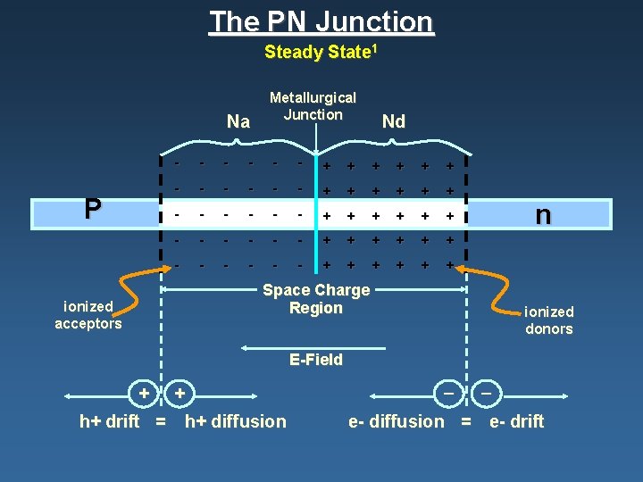 The PN Junction Steady State 1 Na P ionized acceptors Metallurgical Junction Nd -