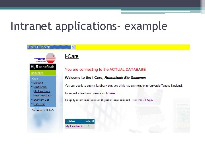 Intranet applications- example 