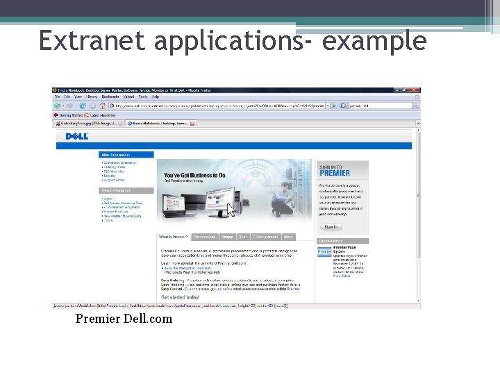 Extranet applications- example Premier Dell. com 