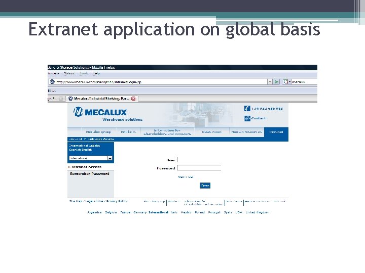 Extranet application on global basis 