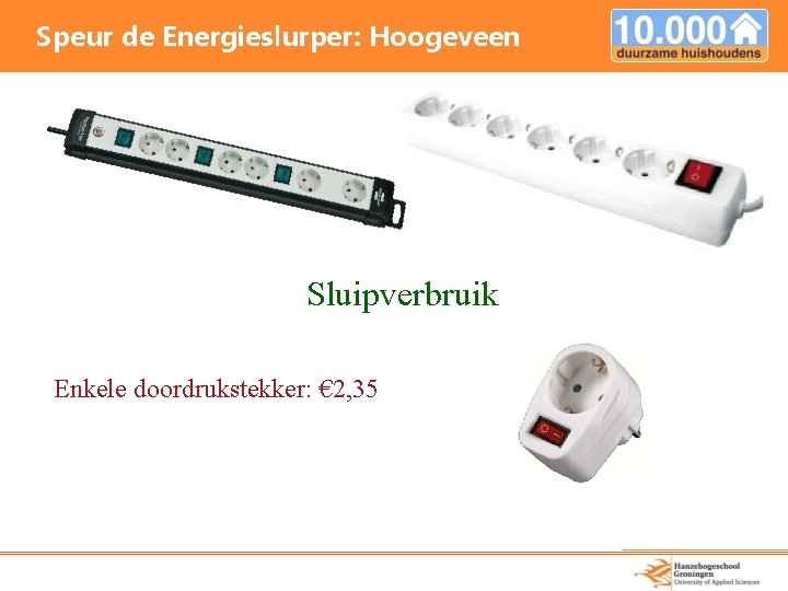 Speur de Energieslurper: Hoogeveen Sluipverbruik Enkele doordrukstekker: € 2, 35 