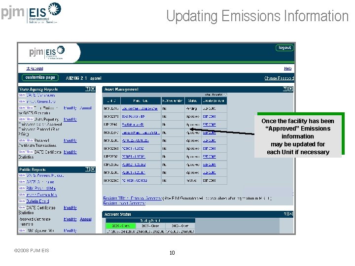Updating Emissions Information Once the facility has been “Approved” Emissions information may be updated