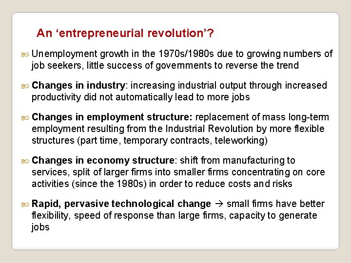 An ‘entrepreneurial revolution’? Unemployment growth in the 1970 s/1980 s due to growing numbers