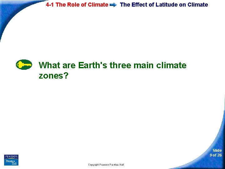 4 -1 The Role of Climate The Effect of Latitude on Climate What are