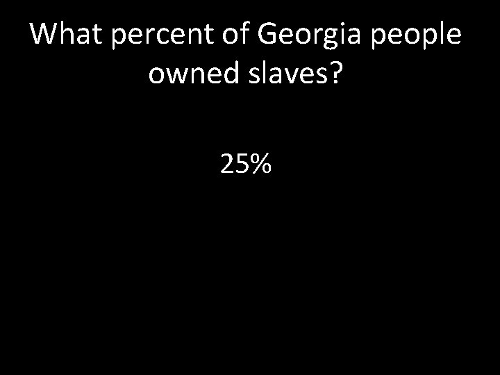 What percent of Georgia people owned slaves? 25% 