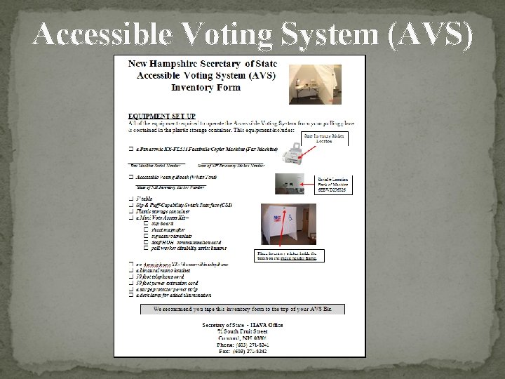 Accessible Voting System (AVS) 