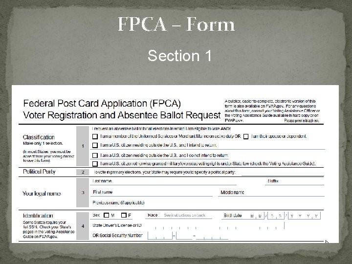 FPCA – Form Section 1 