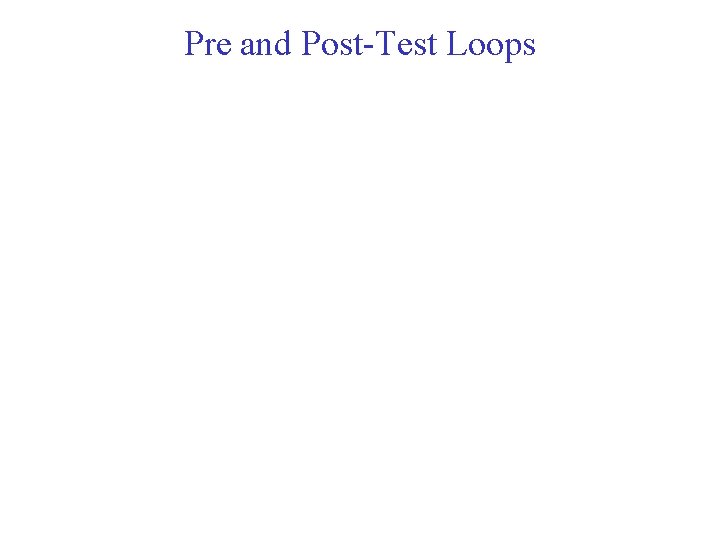 Pre and Post-Test Loops 