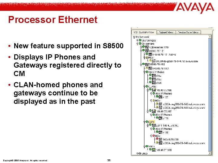 Processor Ethernet • New feature supported in S 8500 • Displays IP Phones and