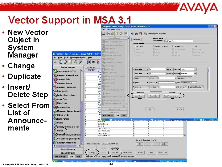 Vector Support in MSA 3. 1 • New Vector Object in System Manager •