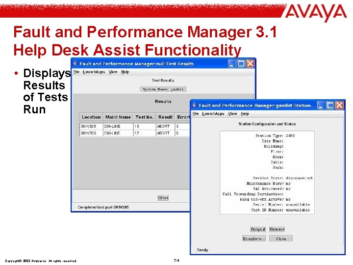 Fault and Performance Manager 3. 1 Help Desk Assist Functionality • Displays Results of