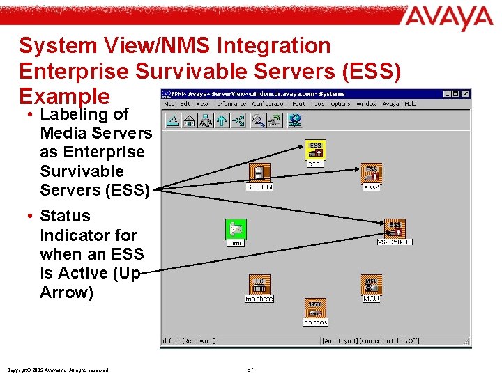 System View/NMS Integration Enterprise Survivable Servers (ESS) Example • Labeling of Media Servers as