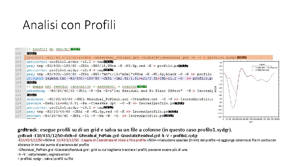 Analisi con Profili grdtrack: esegue profili su di un grid e salva su un