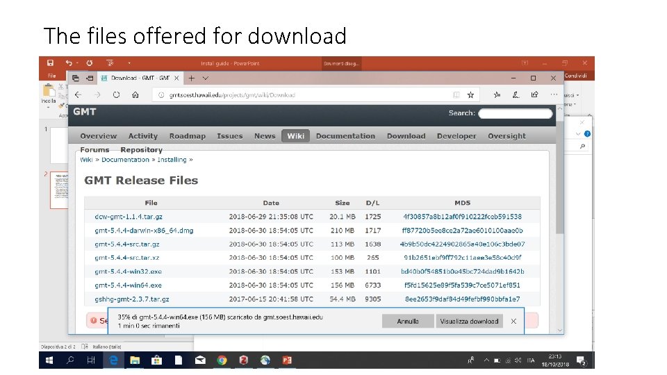 The files offered for download 