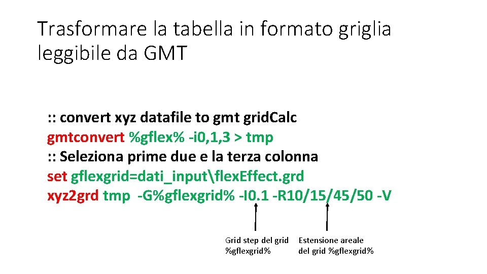 Trasformare la tabella in formato griglia leggibile da GMT : : convert xyz datafile