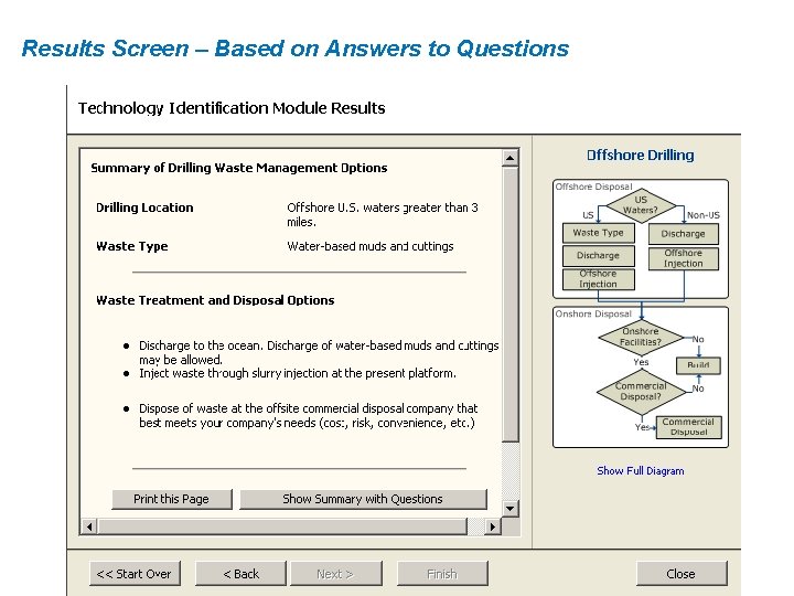 Results Screen – Based on Answers to Questions 