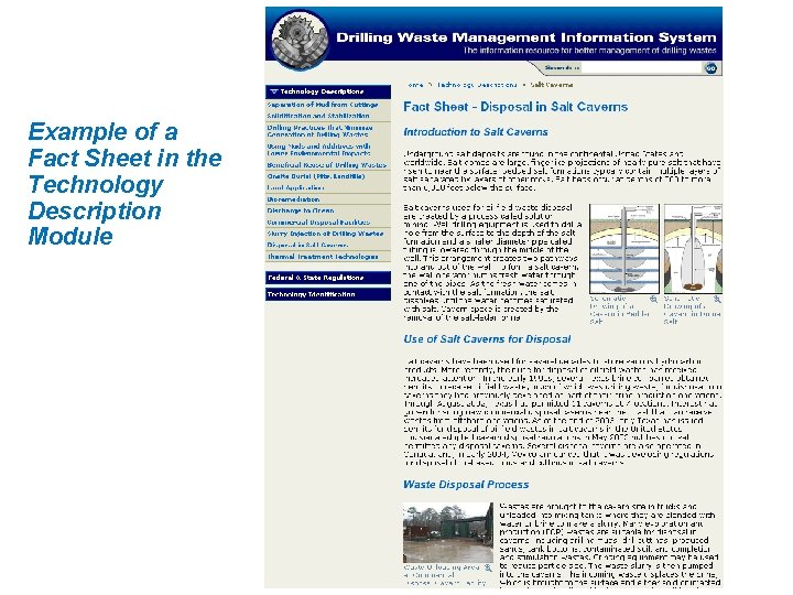 Example of a Fact Sheet in the Technology Description Module 