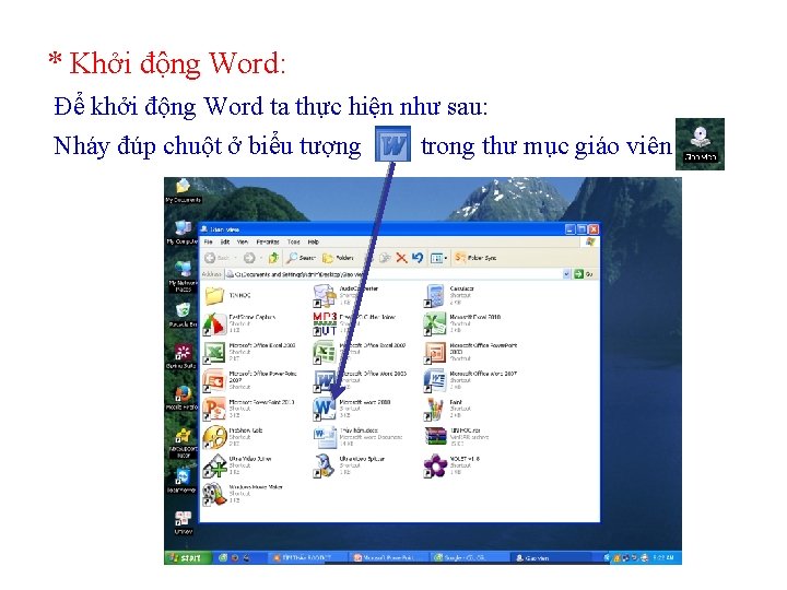 * Khởi động Word: Để khởi động Word ta thực hiện như sau: Nháy
