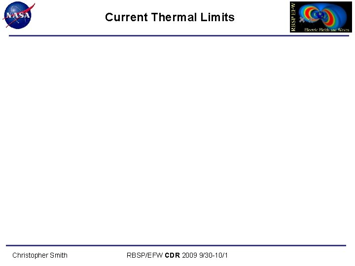 Current Thermal Limits Christopher Smith RBSP/EFW CDR 2009 9/30 -10/1 