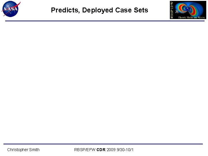 Predicts, Deployed Case Sets Christopher Smith RBSP/EFW CDR 2009 9/30 -10/1 