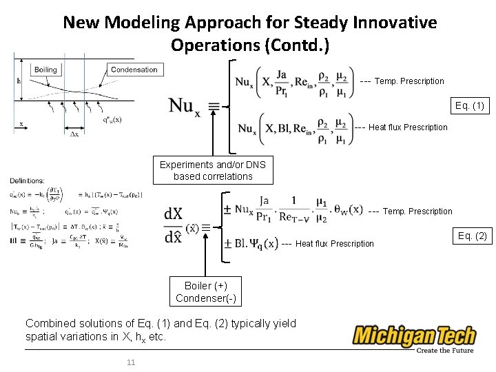 New Modeling Approach for Steady Innovative Operations (Contd. ) --- Temp. Prescription Eq. (1)