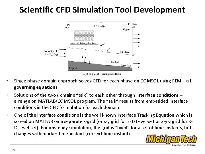 Scientific CFD Simulation Tool Development • Single phase domain approach solves CFD for each