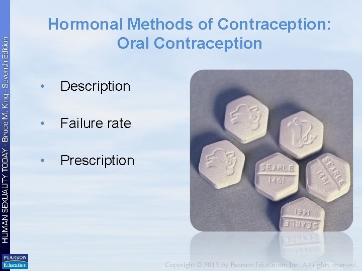 Hormonal Methods of Contraception: Oral Contraception • Description • Failure rate • Prescription 