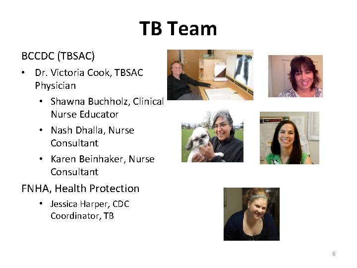 TB Team BCCDC (TBSAC) • Dr. Victoria Cook, TBSAC Physician • Shawna Buchholz, Clinical