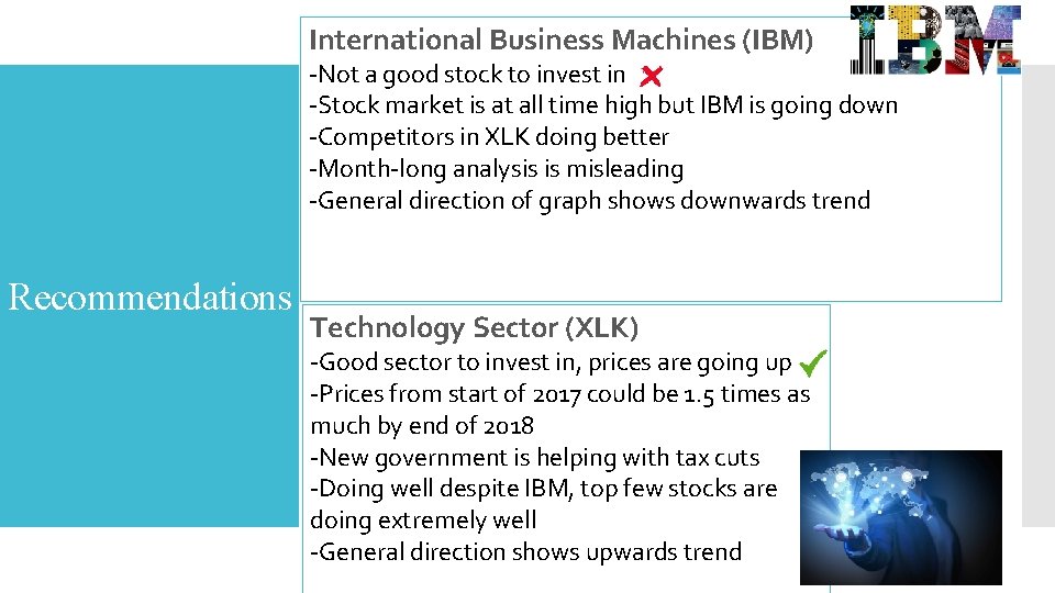 International Business Machines (IBM) -Not a good stock to invest in -Stock market is