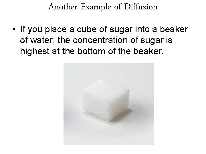 Another Example of Diffusion • If you place a cube of sugar into a