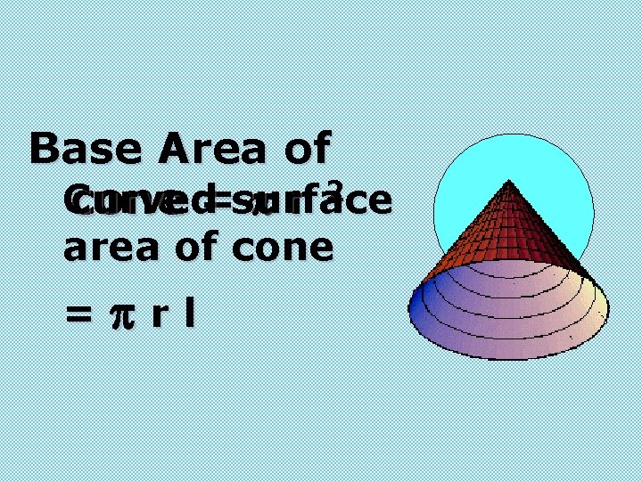 Base Area of 2 Curved surface cone = r area of cone = rl