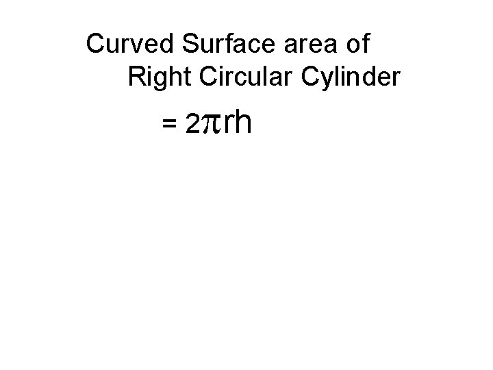  Curved Surface area of Right Circular Cylinder = 2 rh 