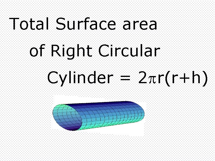 Total Surface area of Right Circular Cylinder = 2 r(r+h) 