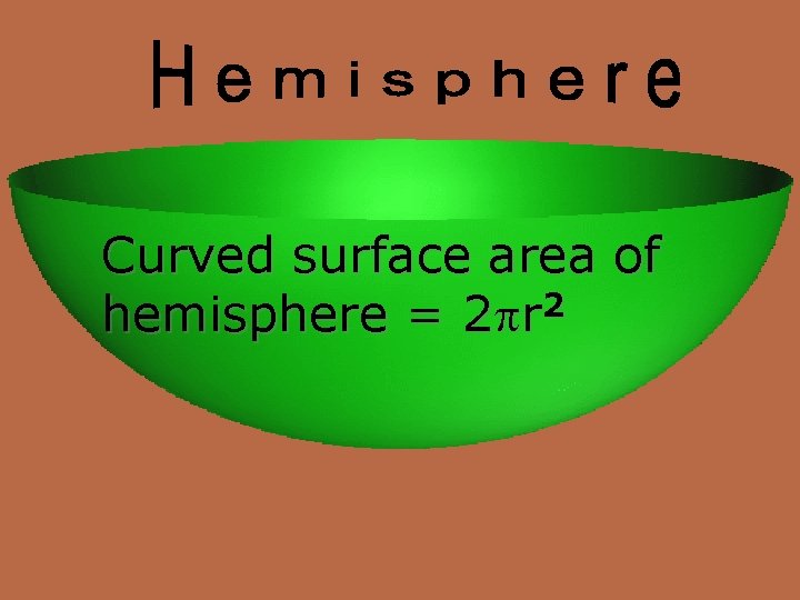 Curved surface area of hemisphere = 2 r 2 