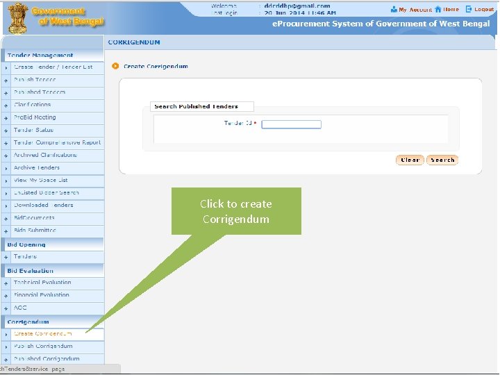 Click to create Corrigendum 