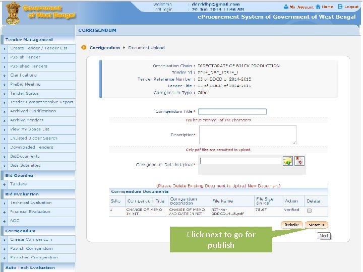 Click next to go for publish 