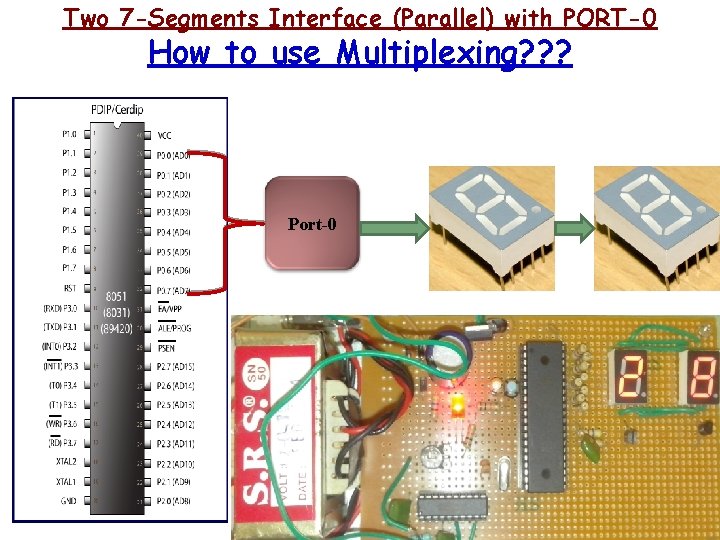Two 7 -Segments Interface (Parallel) with PORT-0 How to use Multiplexing? ? ? Port-0